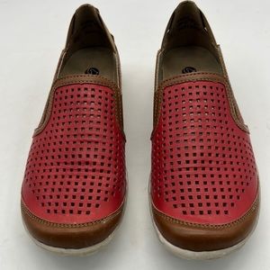 Remonte Red Leather with Brown Trim Slip on Loafers size EU36